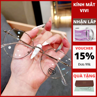 Gọng kính cận nữ dáng oval hàn quốc VE26 chất liệu kim loại, Nhận cắt cận viễn loạn Kính mắt ViVi