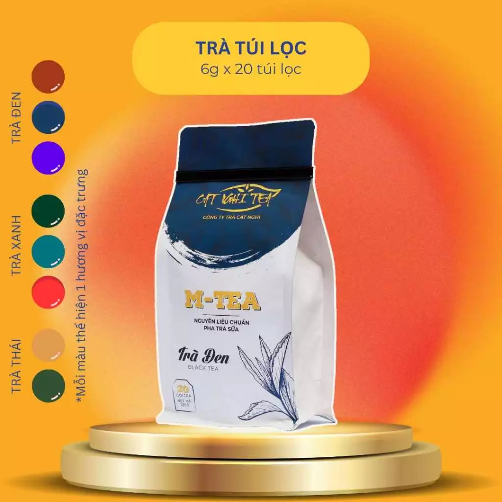 Trà Túi Lọc Trà Đen 120g x 20 túi lọc Trà đen CAT NGHI TEA - Nguyên liệu pha trà đá, trà trái cây, trà sữa