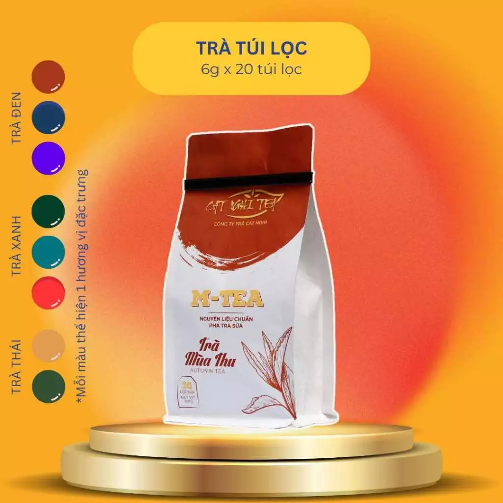 Trà túi lọc Mùa Thu M-TEA 120g x 20 túi lọc Trà đen CAT NGHI TEA - Nguyên liệu pha trà đá, trà trái cây, trà sữa