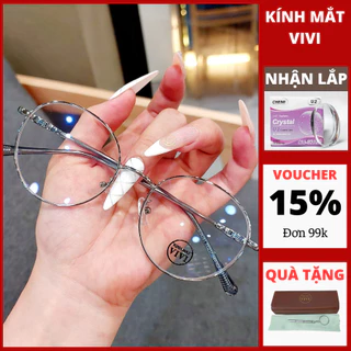 Gọng kính thời trang nam nữ hàn quốc V88302 dáng tròn dễ đeo chất liệu kim loại