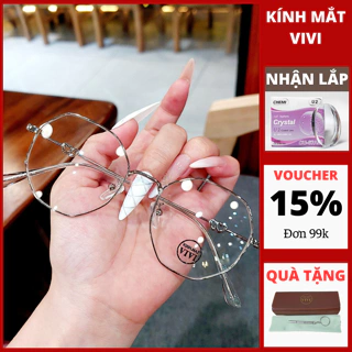 Gọng kính cận nam nữ VE19 chất liệu kim loại, Nhận cắt cận viễn loạn Kính mắt ViVi