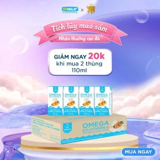 [Thùng 48 Hộp 110ml] Sữa Dinh Dưỡng VPMilk Omega CAM Sáng Mắt, Chắc Xương, Tăng Cường Trí Nhớ