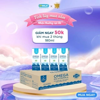 [Thùng 180ml] Sữa Dinh Dưỡng VPMilk Omega CÓ ĐƯỜNG Sáng Mắt,Chắc Xương,Tăng Cường Trí Nhớ