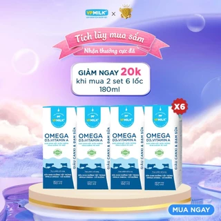 [6 LỐC 180ml] Sữa Dinh Dưỡng VPMilk Omega CÓ ĐƯỜNG Sáng Mắt,Chắc Xương,Tăng Cường Trí Nhớ