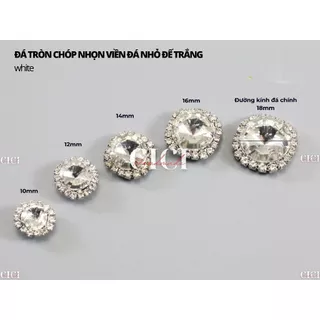 Đá trắng tròn chóp nhọn có viền đá nhỏ Cici Handmade chuyên hạt đá hạt pha lê hạt cườm hạt trang sức đính kết