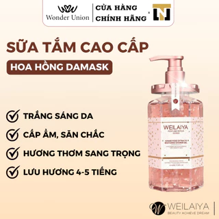 Sữa tắm Weilaiya trắng da cánh hoa hồng Damask 450ml