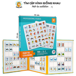 Đồ chơi giáo dục cho bé, ghép cặp hình giống nhau nam châm cao cấp 3 trong 1, hình ảnh gần gũi dễ thương TIGERTOYS