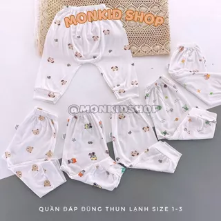 Combo 10 Quần Dài, Quần Chục Đáp Đũng Thun Lạnh Cho Bé Trai, Bé Gái Size Sơ Sinh 0-9 tháng