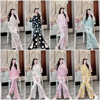 Đồ bộ Pijama tay loe nơ xinh xắn dễ thương, chất lụa mềm mịn mát