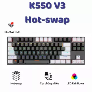 Bàn phím cơ Gaming K550 Ziyou V3 Red Switch - Có Hot-swap TKL 87 phím , LED Rainbow , chống nước