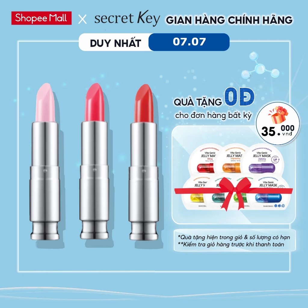 Son Dưỡng Secret Key Sweet Glam Tint Glow MiniKit 3 màu (3,5g)