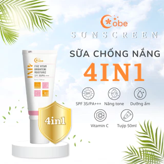 Sữa chống nắng sáng da Cobe 4 in 1 nâng tone, dưỡng ẩm, làm sáng, chống nắng an toàn - 50ml