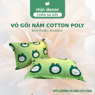 Vỏ Gối Nằm Cotton 3D Poly Mịn Decor, Vỏ Gối Có Khoá Kéo 45x65cm, Hoạ Tiết Dễ Thương