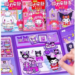 Sách dán sticker Kuromi,Melo.Capy 3D bằng Nam châm từ tính,ngôi nhà Cinnamoroll thay trang phục dễ dàng cho bé