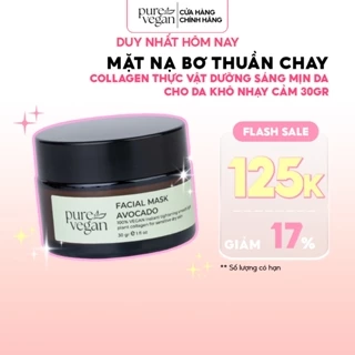 Mặt Nạ Bơ Thuần Chay Pure Vegan Giúp Da Được Cấp Ẩm, Sạch Dầu và Tươi Trẻ (30g) - Dành Cho Da Khô