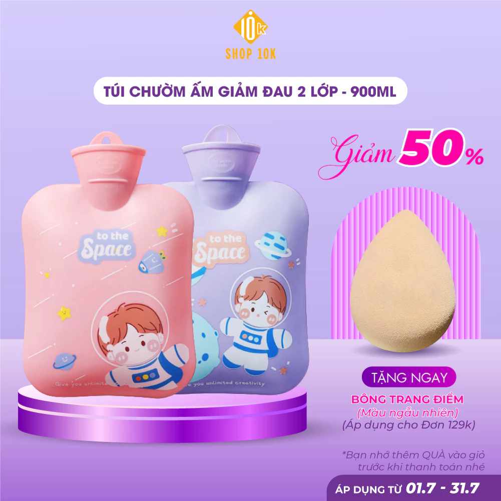 Túi chườm bụng kinh, giảm đau giữ ấm 2 lớp dung tích 900ml Shop10k - SP004093