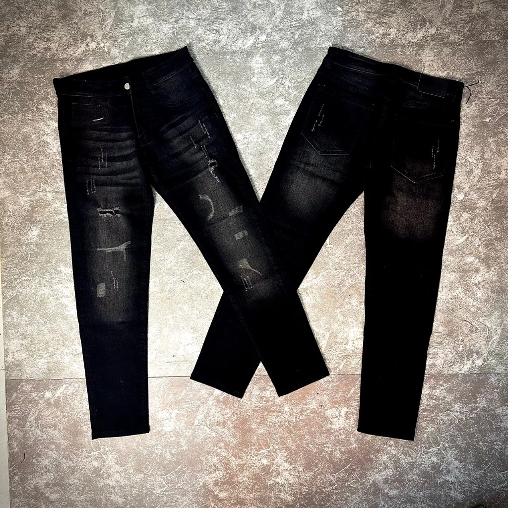 Quần jean nam đen rách co giãn 4 chiều form ôm ống đứng mẫu mới cao cấp Menswear Pants Có Túi