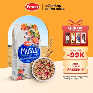 Ngũ Cốc Dinh Dưỡng Emco vị Việt Quất và Mâm Xôi 750g Giòn (Müsli Blueberries & Raspberries)