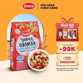 Ngũ Cốc KHÔNG ĐƯỜNG Emco Granola vị Dâu Tây Giòn 500g (Crunchy Strawberries)