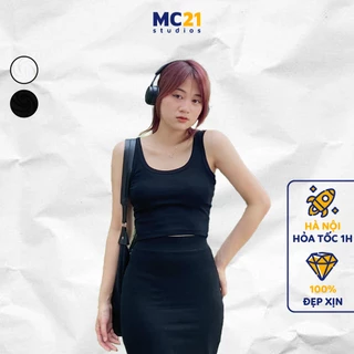 Áo croptop ba lỗ MC21.STUDIOS dáng ôm co giãn chất thun xịn cao cấp phong cách Ulzzang Streetwear Hàn Quốc A3213