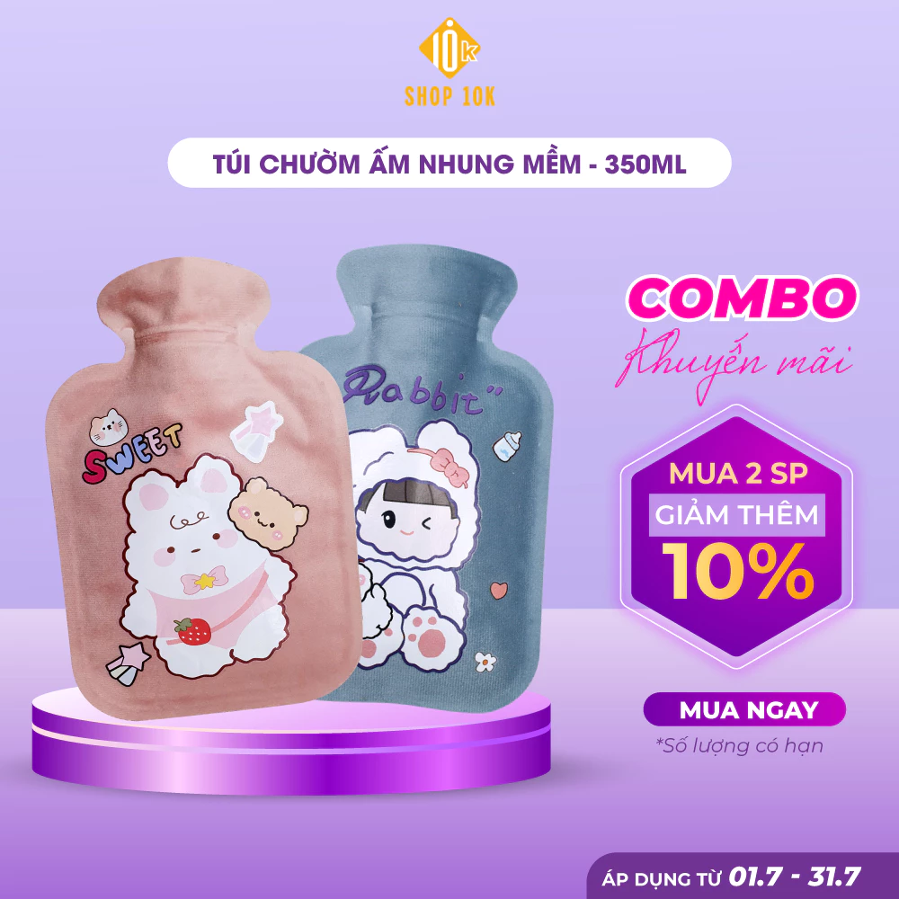 Túi chườm bụng kinh, giảm đau, giữ ấm hạ sốt nhung mềm 450ml SHOP10K - SP004163