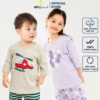 Đồ bộ lửng quần áo thun cotton mặc nhà mùa hè cho bé trai Unifriend Hàn Quốc 2024-3