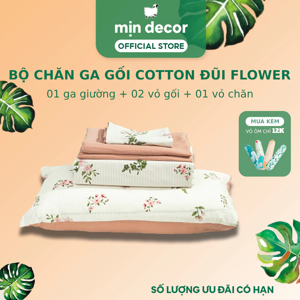 Bộ Chăn Ga Gối Cotton Đũi Vintage Mịn Decor, Ga Nệm Đủ Size 1m2 Đến 2m2, Miễn Phí Bo Chun Làm Phủ (Không Kèm Ruột)
