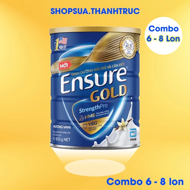 [Combo 6-8] Sữa bột Ensure Gold hương Vani 800g (mẫu mới) Abbott