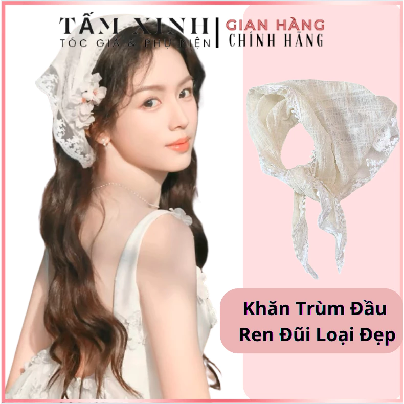Khăn chùm đầu, quàng cổ ren đũi kiểu Pháp lãng mạn 0004