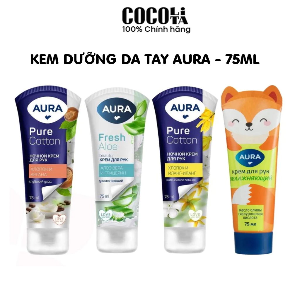 Kem dưỡng da tay Aura 75ml dưỡng da tay mềm mại, giảm và ngừa nếp nhăn trên tay