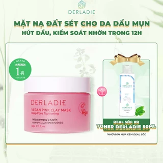 Mặt Nạ Đất Sét Hút Dầu Kiểm Soát Nhờn 12H Derladie Vegan Pink Clay Mask Deep Pore Tightening 60g