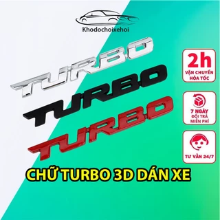Chữ TURBO 3D Kim Loại Dán Trang Trí Ô Tô