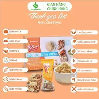 Thanh gạo lứt chà bông Nông Lâm Food hộp 8 thanh 136g