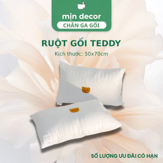 Ruột Gối Nằm Teddy Mịn Decor Thêu Gấu Ruột Bông Gòn Mềm Êm, Kích Thước 50x70cm