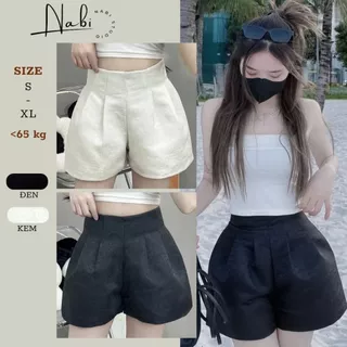 Quần Tafta ống rộng cạp cao 2 lớp Nabi, Quần short vải Tafta Bigsize 201 Nabi