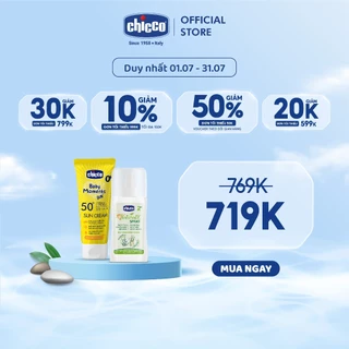 Combo Kem chống nắng 3 tác động SPF 50+ Chicco + Xịt bảo vệ da chiết xuất tinh dầu tự nhiên (Thay xịt xua muỗi) Chicco