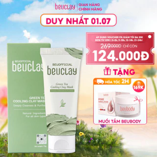 Mặt nạ đất sét BEUCLAY trà xanh sáng da, se khít lỗ chân lông, kiểm soát dầu, ngăn ngừa mụn cám mụn đầu đen