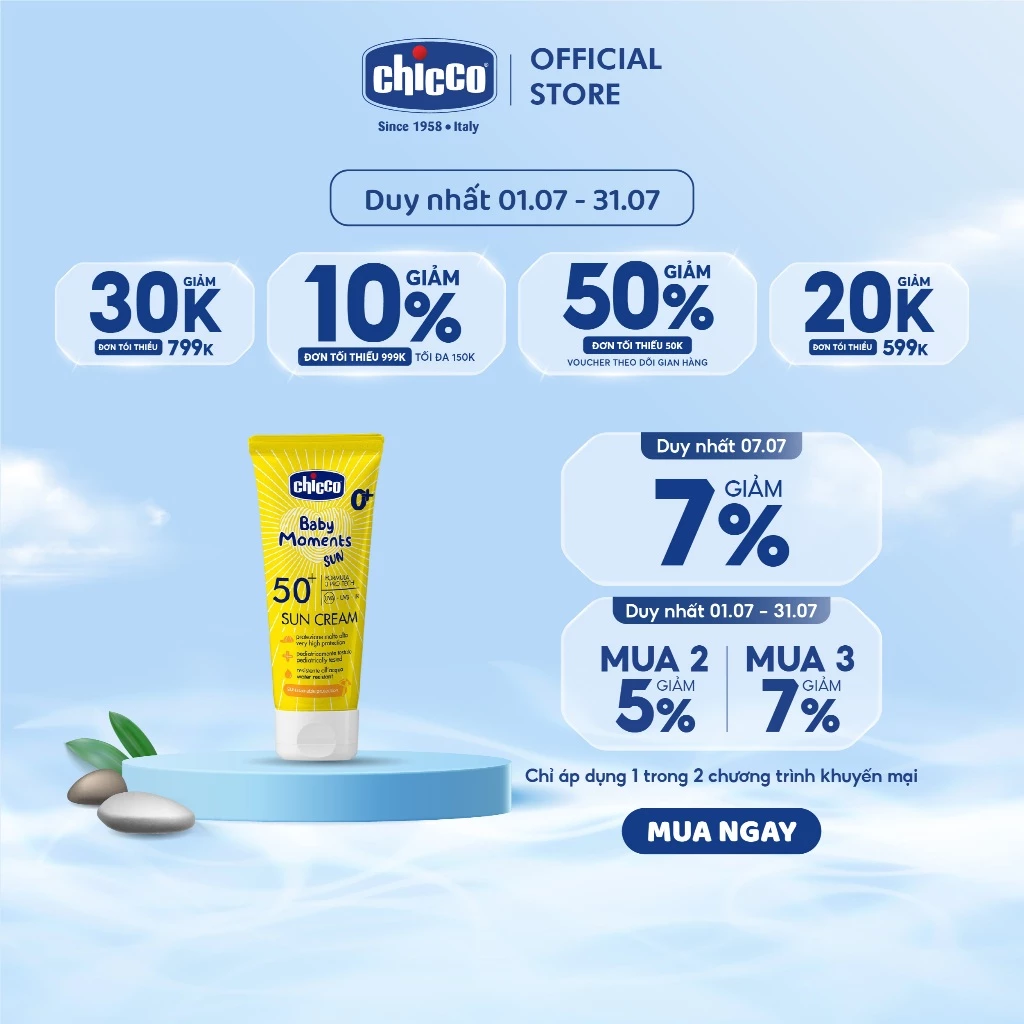 (DUY NHẤT 7/7 - GIẢM 7%) Kem chống nắng 3 tác động SPF 50+ Chicco