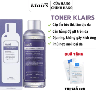 [SIÊU HOT] Toner dưỡng ẩm Klairs, nước hoa hồng cân bằng da không mùi, dưỡng ẩm tức thì - 180ML