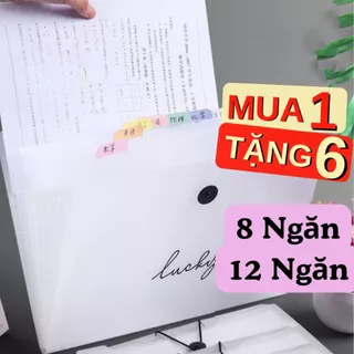 Túi đựng tài liệu KhinSun cặp đựng tài liệu A4 bản 8 và 12 ngăn bằng nhựa dẻo cặp bảo quản file tài liệu