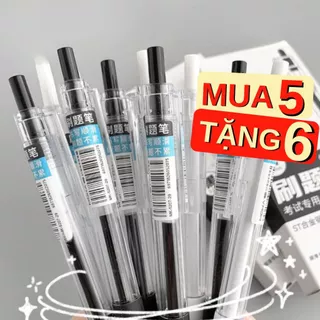 Bút gel bút bi bấm Muji KhinSun 3 màu đen đỏ xanh khô nhanh