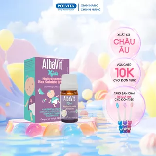 Siro bổ sung Vitamin Albavit Kids Multivitamin Max Soluble Drops tăng khả năng hấp thu chất dinh dưỡng cho bé 10ml