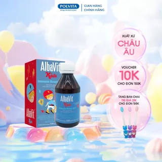 Siro hỗ trợ miễn dịch Albavit Kids Immune Boost Max bổ sung Vitamin C tăng cường đề kháng cho bé 150ml