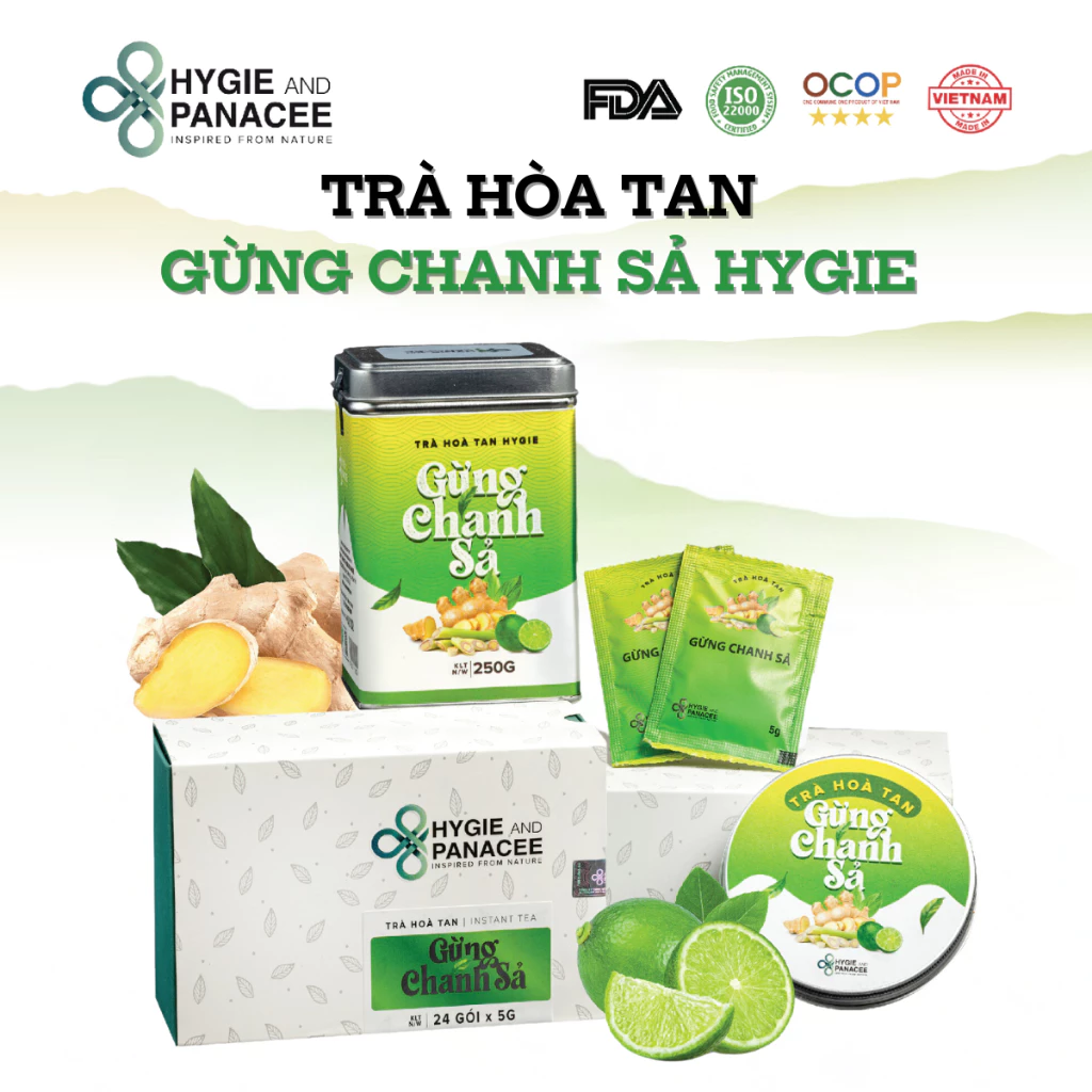 Trà Gừng Chanh Sả Hygie 50g/250g tăng sức đề kháng, detox cơ thể