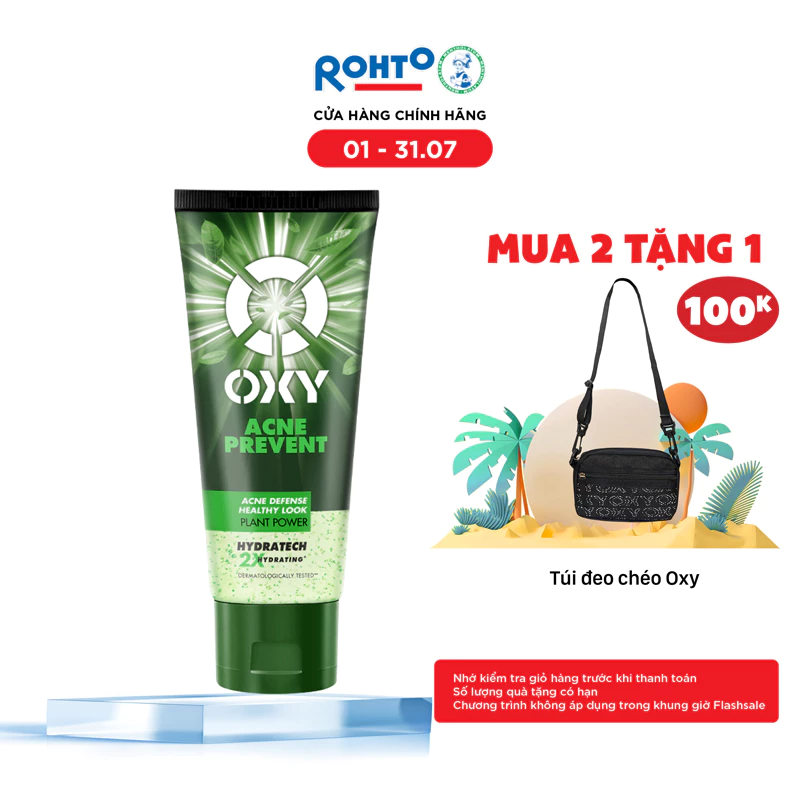 Sữa rửa mặt cho nam Oxy sạch sâu ngừa mụn, dạng gel Oxy Acne Prevent 100g