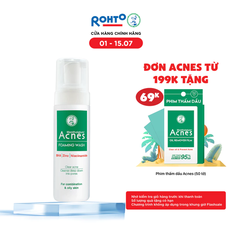 Sữa rửa mặt tạo bọt ngăn ngừa mụn Acnes Foaming Wash 150ml