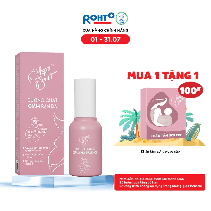 Serum mờ rạn da và cấp ẩm chuyên sâu Happy Event Stretch Mark Repairing Essence 40g