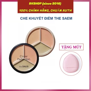 [Tặng Mút] Bảng Che Khuyết Điểm Triệt Sắc 3 Ô Đa Năng The Saem Cover Perfection Triple Pot 13.1g