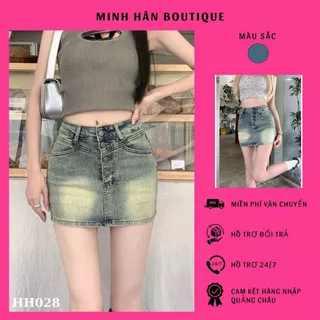 Chân váy Jeans ôm sát phối cúc dài mới , cạp cao hack dáng hàng hot hit 2024 QC cao cấp(KÈM ẢNH THẬT)-HH028