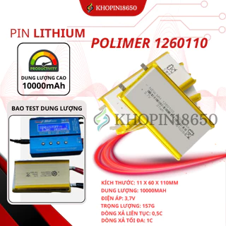 Pin Li-Po 3.7V 10000mAh 1260110 (Lithium Polymer) dung lượng cao tích điện lâu dùng chon dự phòng, Laptop, Loa Bluetooth